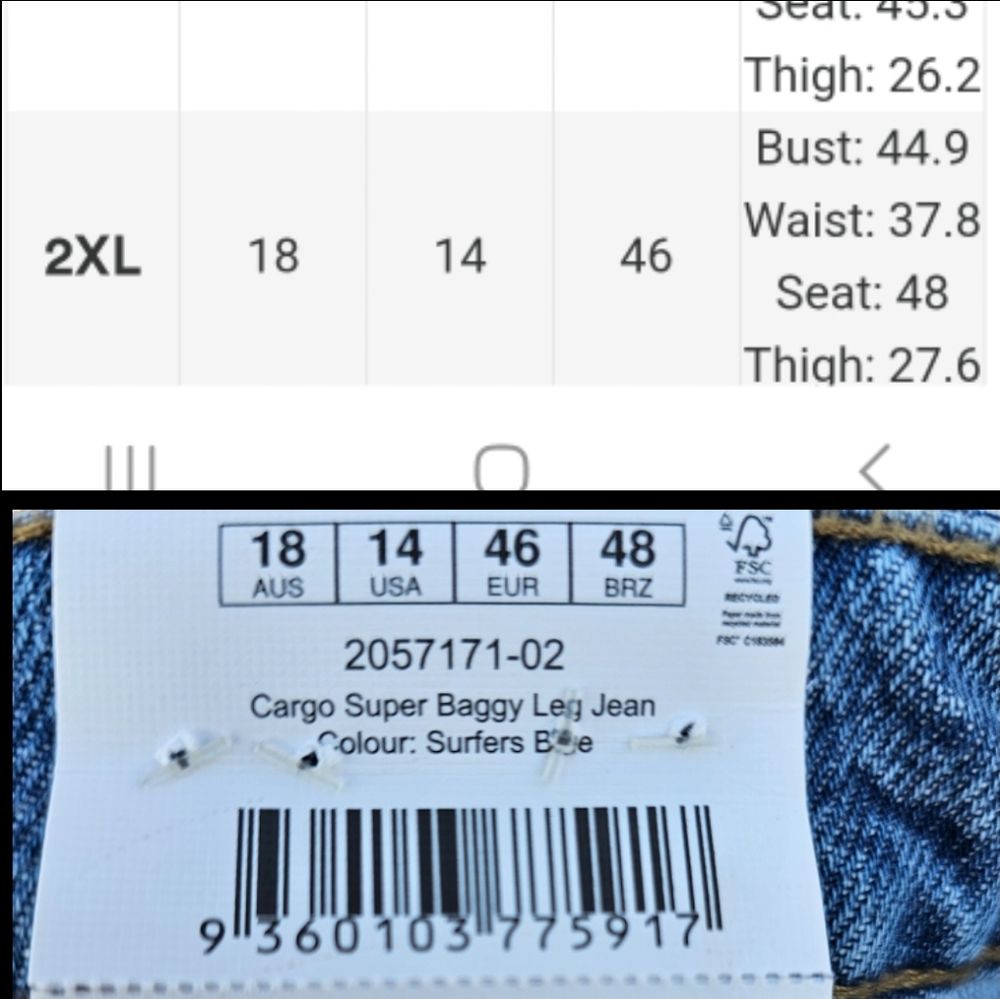 Super Baggy Cargo Denim Jeans By Cotton On Sz 14 - Picture 6 of 16